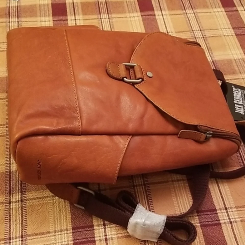 Jack Georges convertable backpack,buffalo leather, Honey